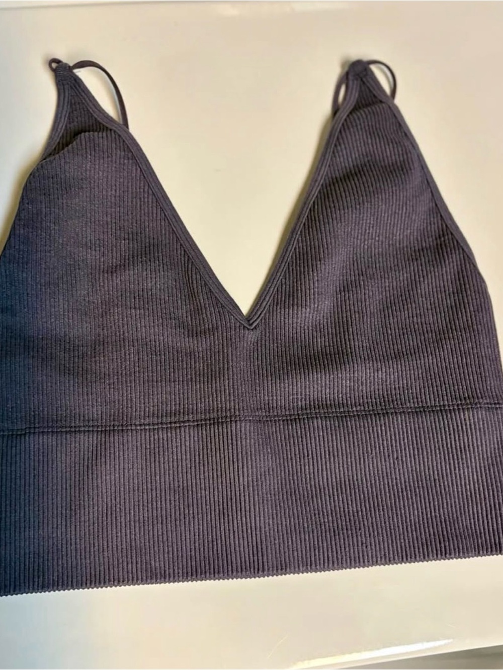 Women's Ribbed V-Neck Bralette - Black